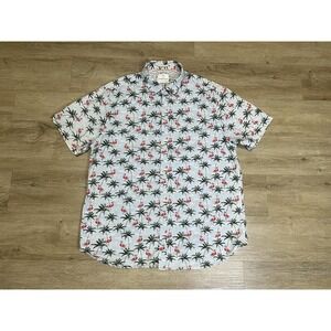 Denim & Flower Ricky Singh Shirt Men's XL Short Sleeve Floral Button Up Flamingo